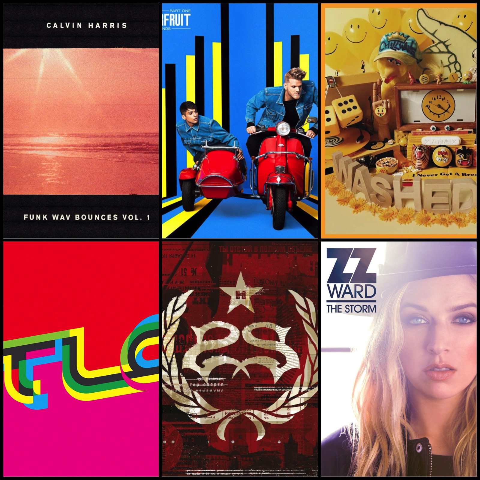 Calvin Harris, Superfruit, Washed Out, TLC, Stone Sour, ZZ Ward © Columbia, RCA, Stones Throw, 852 Musiq, Roadrunner, Hollywood