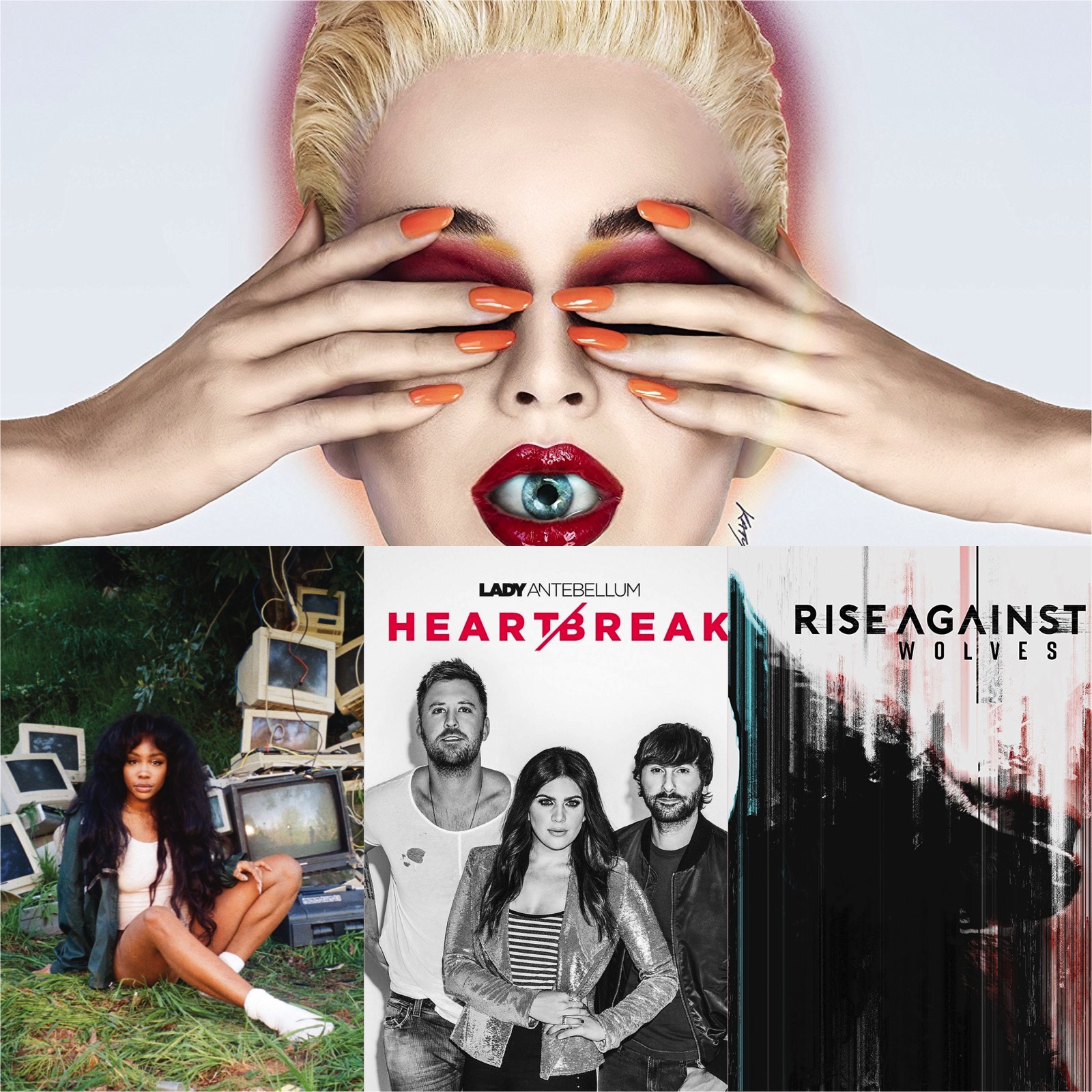 Katy Perry, SZA, Lady Antebellum, Rise Against © Capitol, RCA, Virgin