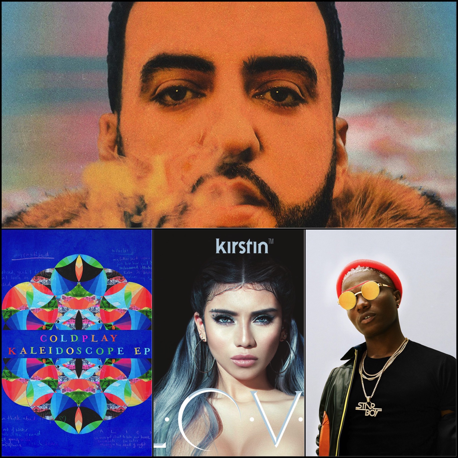 French Montana, Coldplay, Kirstin, WizKid © Epic, Parlophone, RCA