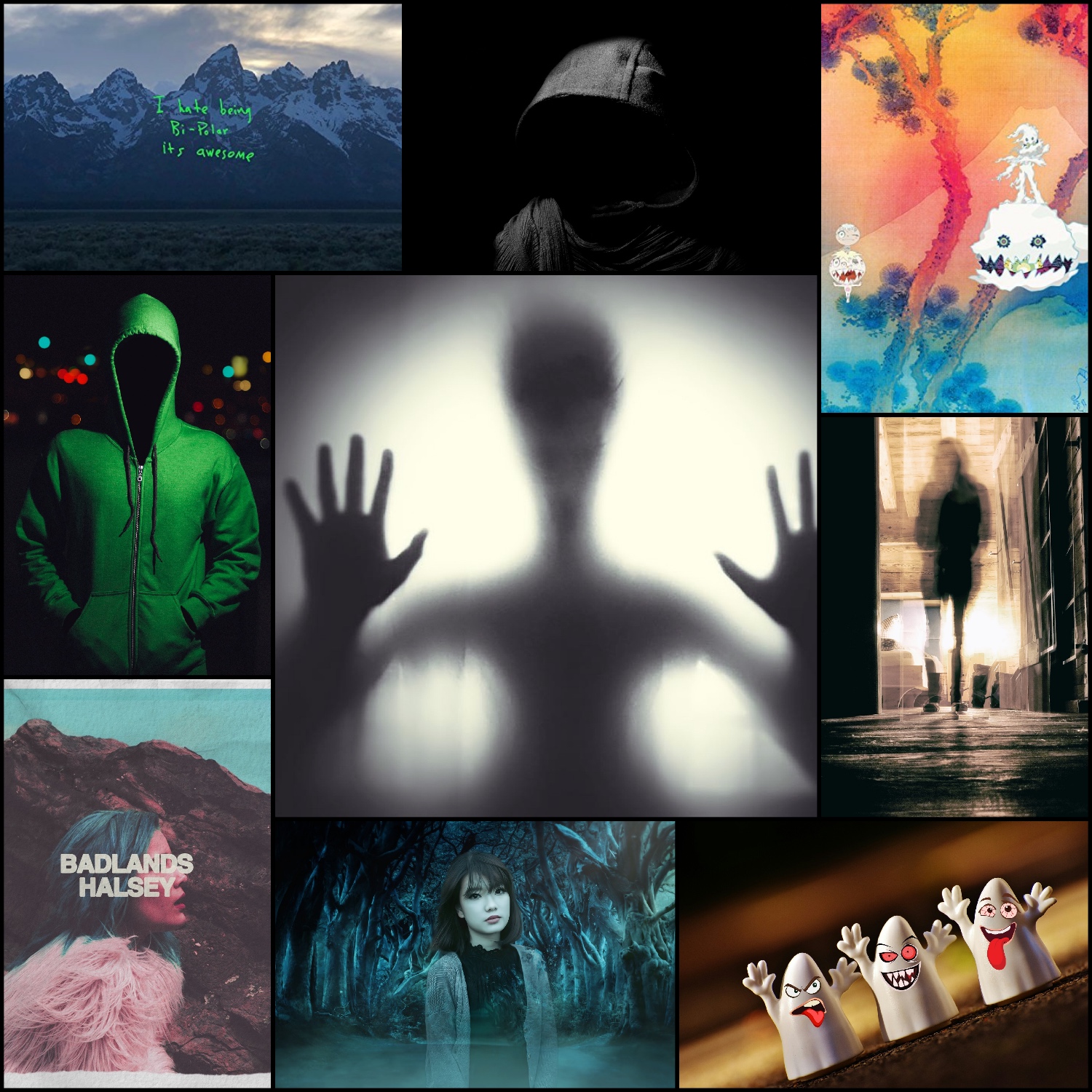 13 Songs All About Ghosts [Photo Credits: Astralwerks, Def Jam, G.O.O.D., Pixabay]