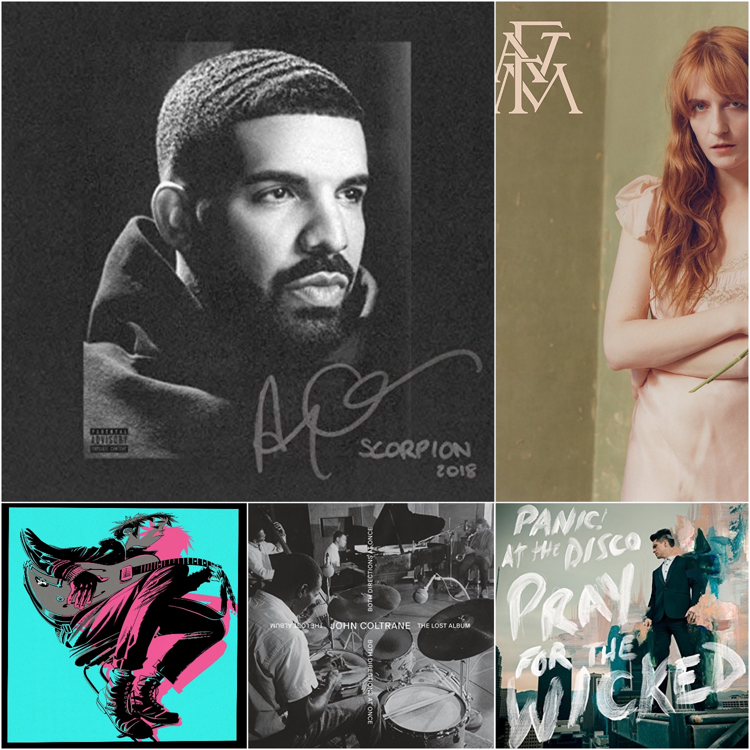 Drake Dominates with Scorpion: Chart Happenings [Photo Credit: Cash Money, Fueled by Ramen, Impulse, Virgin, Warner Bros.]