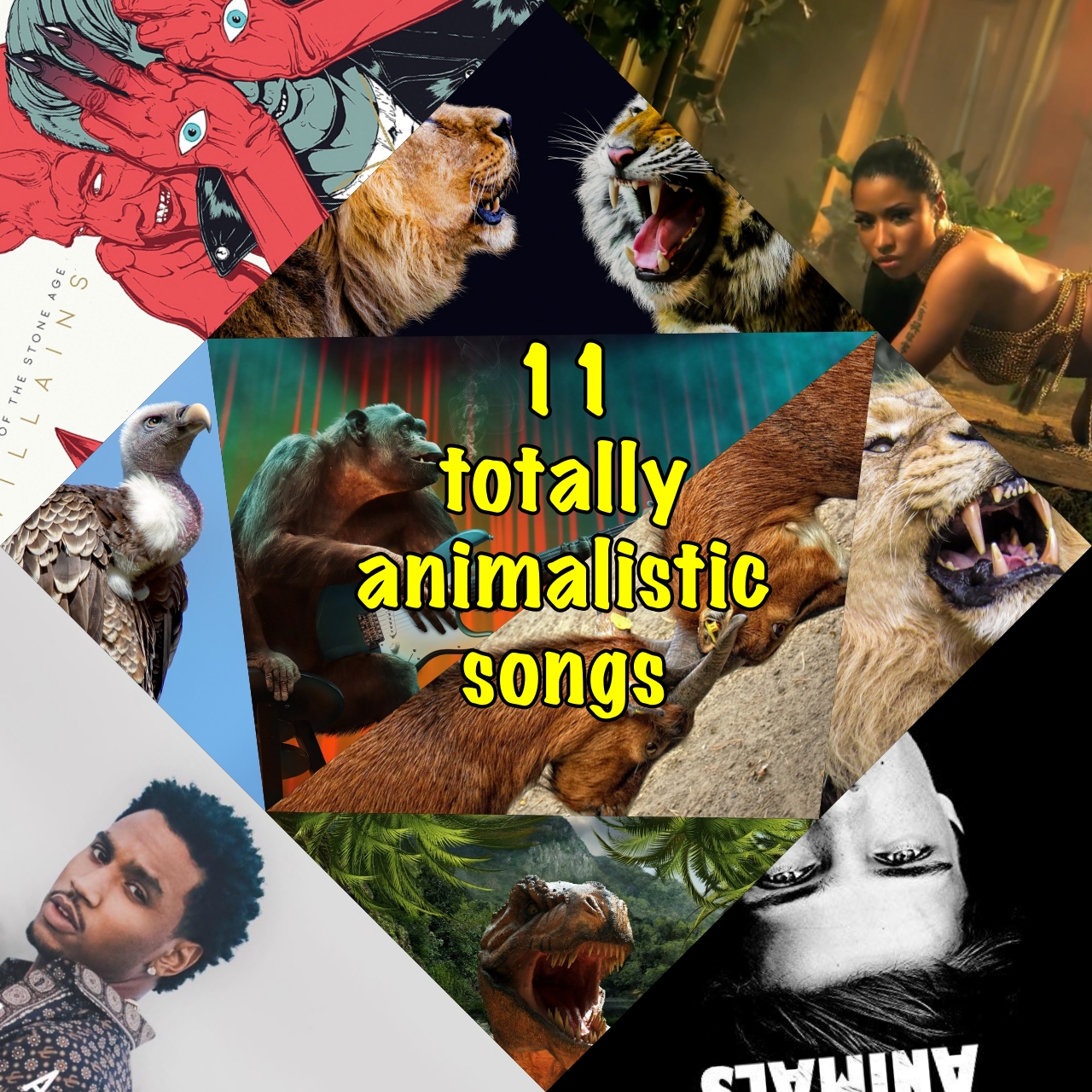 11 Totally Animalistic Songs [Photo Credits: Atlantic, Cash Money, Matador, Pixabay, Spinnin]