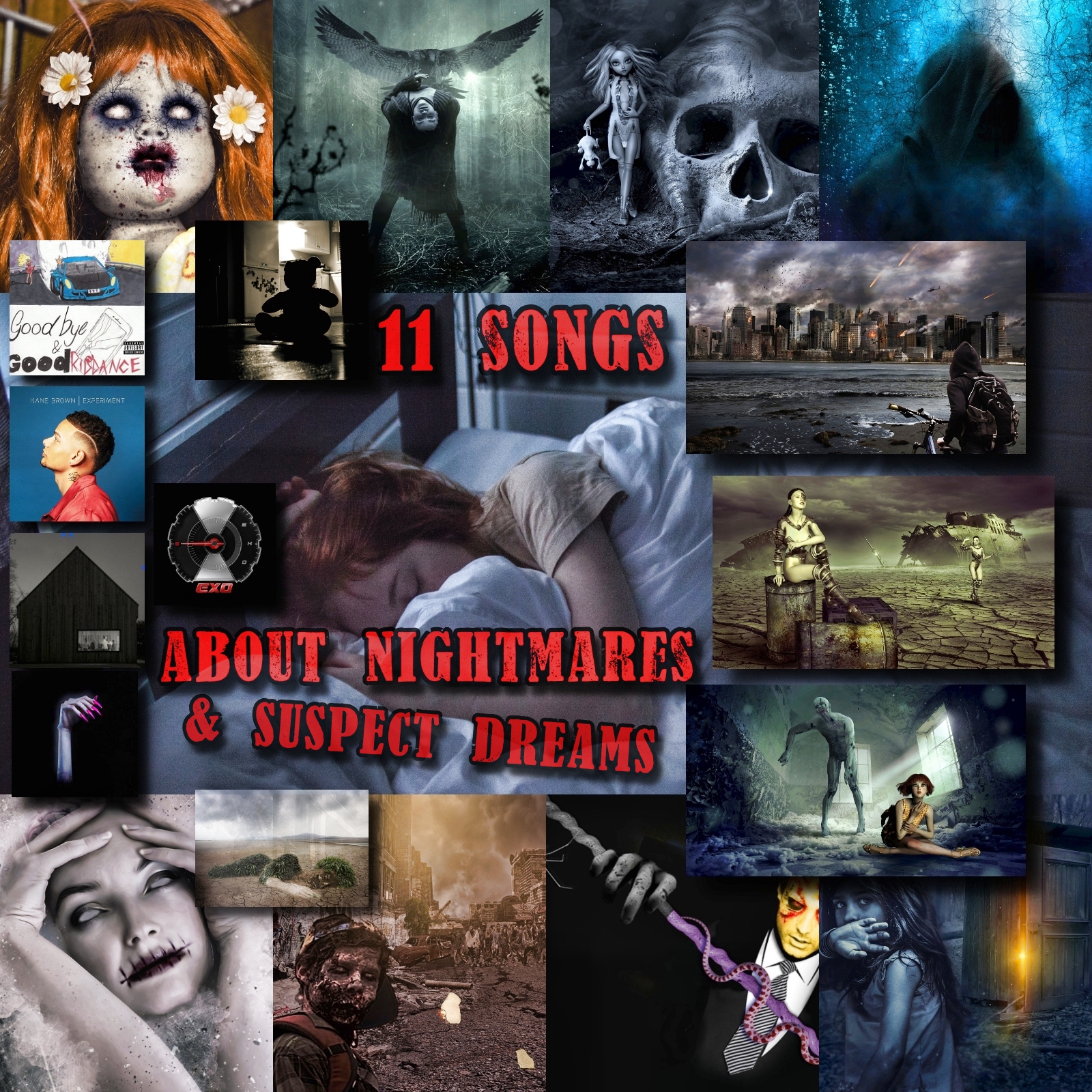 11 Songs About Nightmares & Suspect Dreams [Photo Credits: Pixabay, Sony, BunHead, 4AD, Interscope, SM Entertainment]