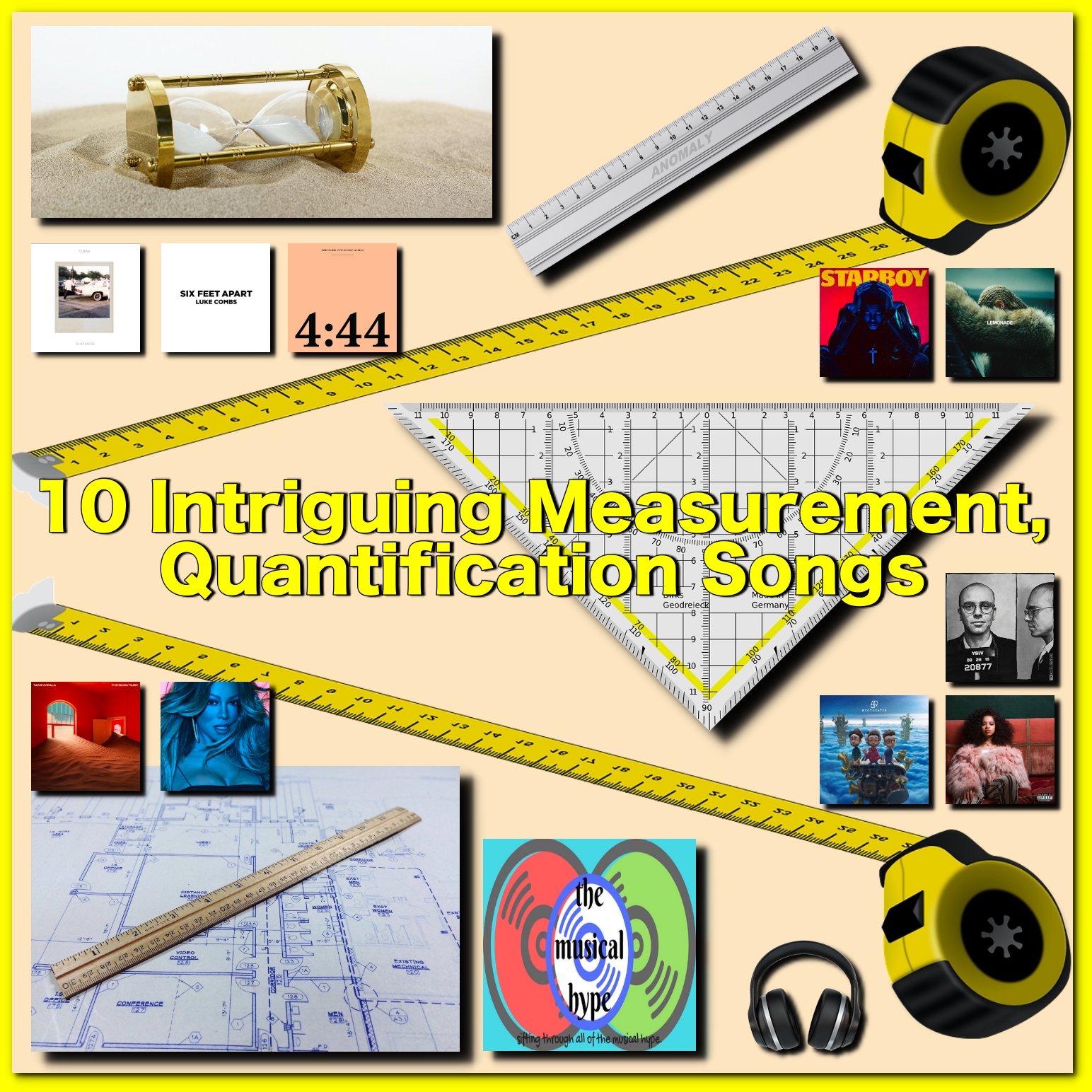 10 Intriguing Measurement, Quantification Songs [Photo Credits: 10 Summers, BMG Rights Management, Brent Faulkner, Def Jam, Epic, Interscope, Island, Modular Recordings Pty Ltd, The Musical Hype, Pexels, Pixabay. RCA, Republic, Roc Nation, Sony]