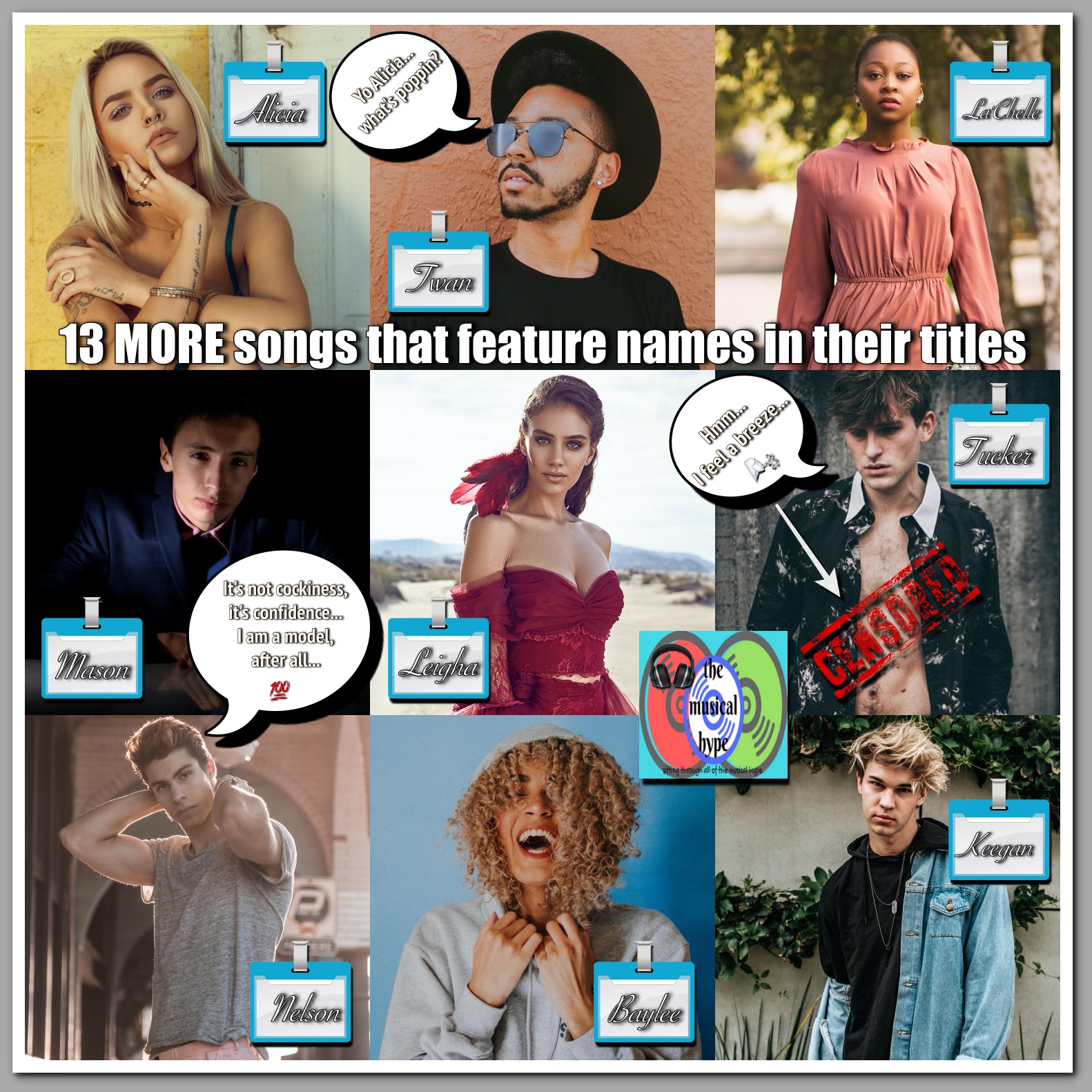 13 More Songs That Feature Names in Their Titles [Photo Credits: Atikh Bana, Brent Faulkner, Carlos Román Ruíz Basulto, Ivana Cajina, Jaclyn Moy, Melody Jacob, Naeim Jafari, Pixabay, Tyler Nix, Unsplash]