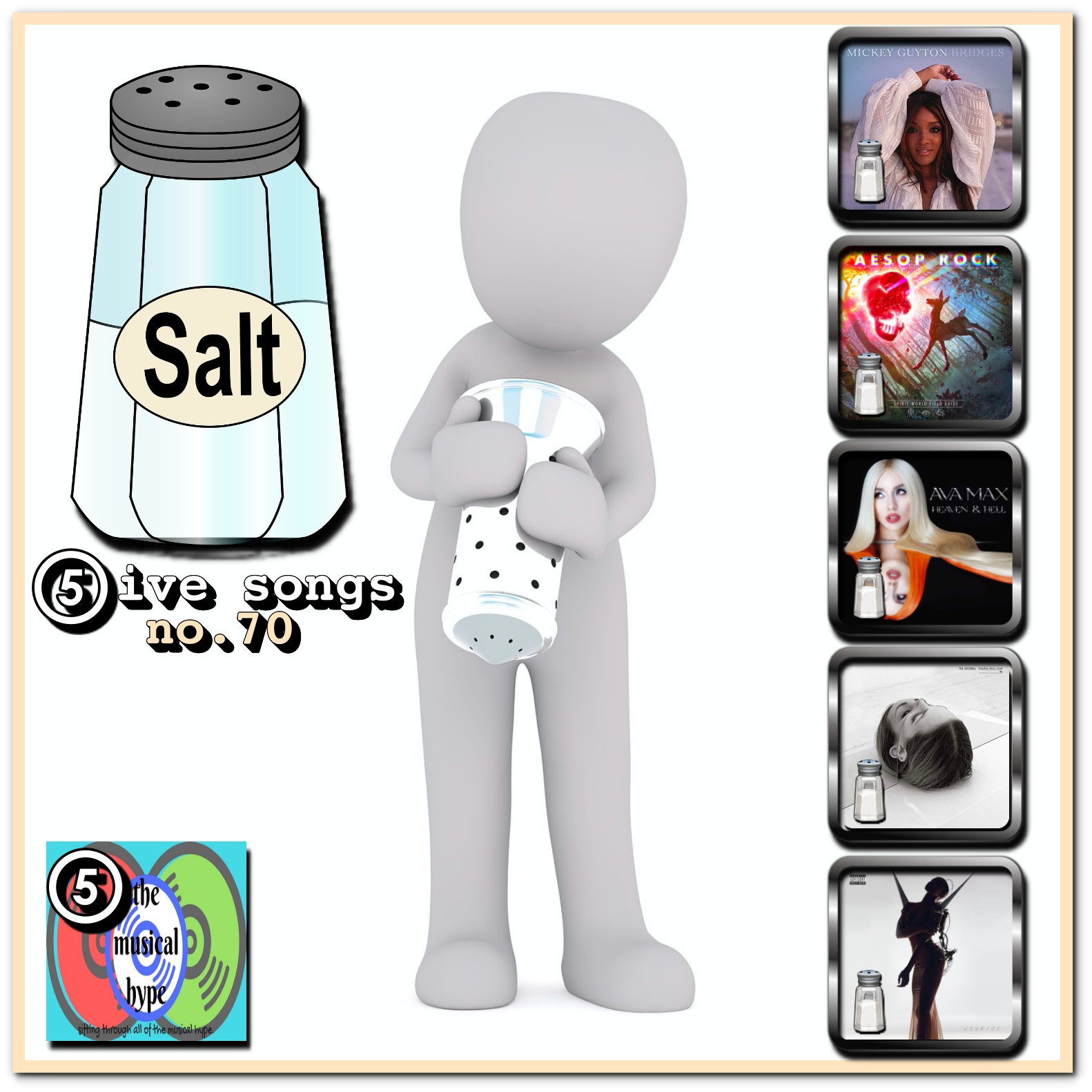 Salt 🧂: 5ive Songs No. 70 [📷: 4AD, Atlantic, Brent Faulkner, Capitol Nashville, The Musical Hype, Pixabay, RCA]