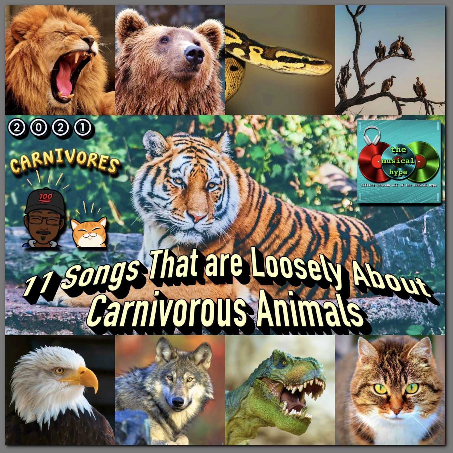 11 Songs That are Loosely About Carnivorous Animals 🎧 [📷: Ben Kerckx, Brent Faulkner, Free-Photos, Eric Labayle, Hier und jetzt endet leider meine Reise auf Pixabay aber, The Musical Hype, Pexels, Pixabay, sipa, WikiImages]