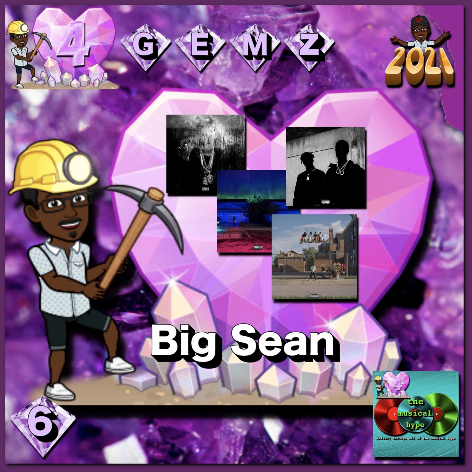 Big Sean: 4GEMZ 💎 No. 6 (2021) [📷: Brent Faulkner, Calvin Chai, Clker-Free-Vector-Images, Def Jam, GOOD, The Musical Hype, OpenClipart-Vectors, Pixabay, Republic, Unsplash]