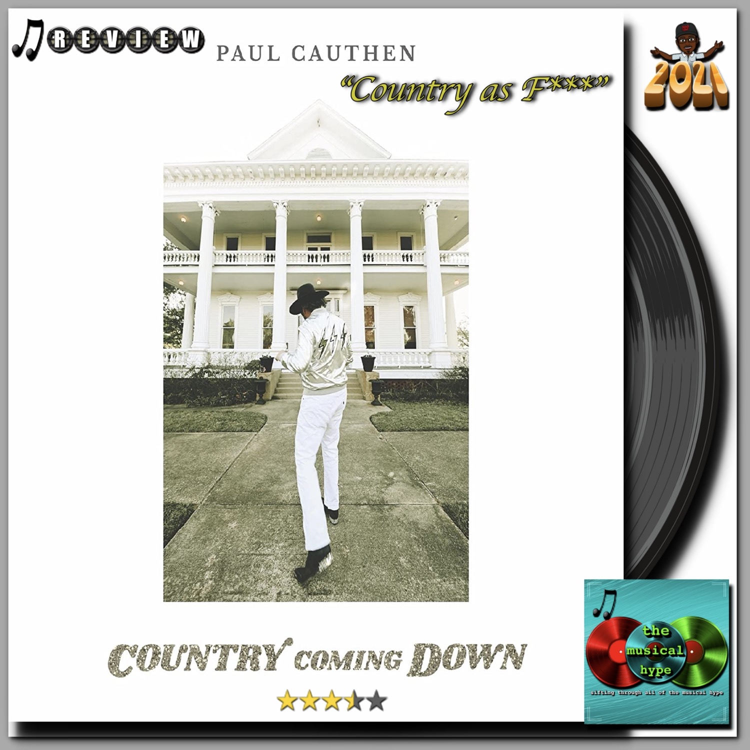 Paul Cauthen, "Country as Fuck" [📷: Brent Faulkner, The Musical Hype, OpenClipart-Vectors from Pixabay, Thirty Tigers, Velvet Rose]