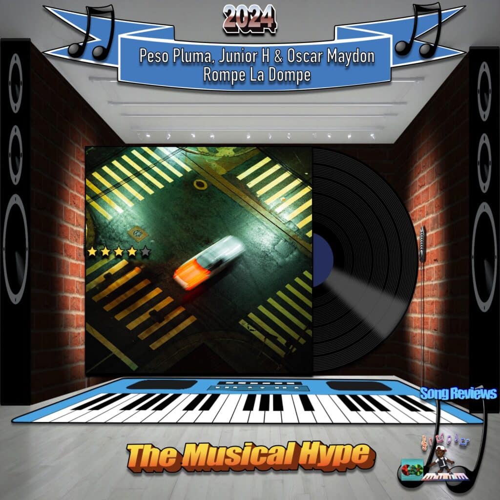 Peso Pluma, Junior H & Oscar Maydon, Rompe La Dompe [📷: Brent Faulkner/The Musical Hype; Double P / Rancho Humilde; Clker-Free-Vector-Images, Królestwo Nauki, OpenClipart-Vectors, Pete Linforth, Tumisu from Pixabay]