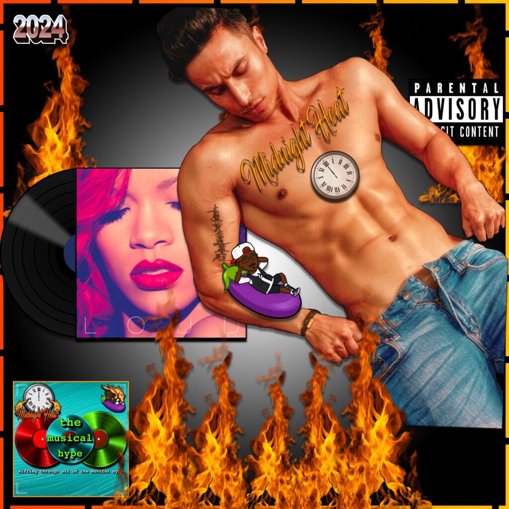 Rihanna, S&M: Midnight Heat 🕛 🔥 No. 9 (2024) [📷: Brent Faulkner / The Musical Hype; The Island Def Jam Music Group; Ash via Pexels; Clker-Free-Vector-Images, Werbefuzzy68 via Pixabay]