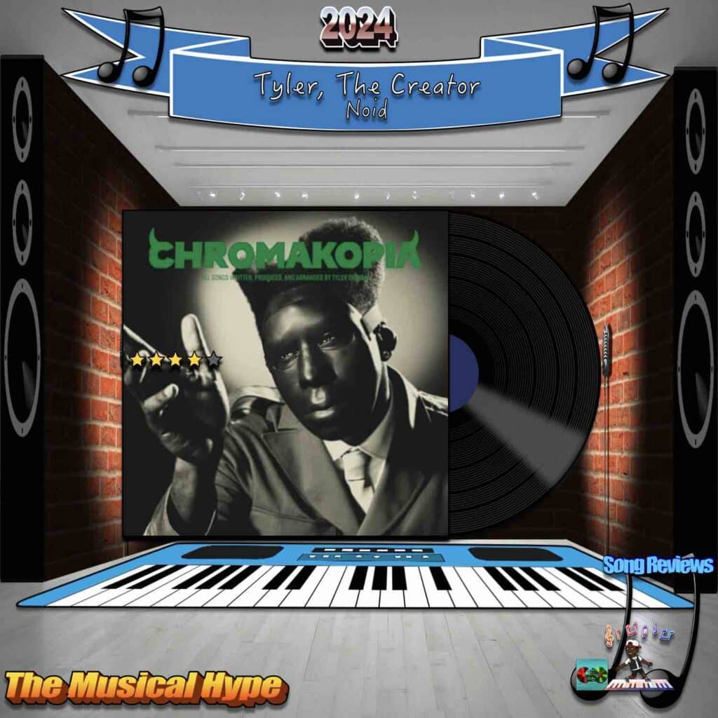 Tyler, The Creator, Noid [📷: Brent Faulkner/The Musical Hype; Columbia; Clker-Free-Vector-Images, Królestwo Nauki, OpenClipart-Vectors, Pete Linforth, Tumisu from Pixabay]