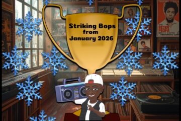 Striking Bops from January 2026 [📷: Brent Faulkner / The Musical Hype; Canva AI; Gordon Johnson, OpenClipart-Vectors from Pixabay]