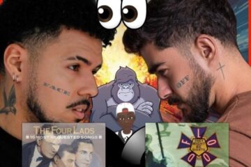 The Four Lads vs. They Might Be Giants: Face Off No. 14 (2026) [📷: Brent Faulkner / The Musical Hype; Elektra Entertainment, SONY BMG MUSIC ENTERTAINMENT; fotografoedsonj ed, Marlon Schmeiski from Pexels; Clker-Free-Vector-Images, Gordon Johnson from Pixabay]